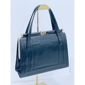 Vintage Julius Resnick Black Frame Bag Gold Hardware Mid-Century Purse